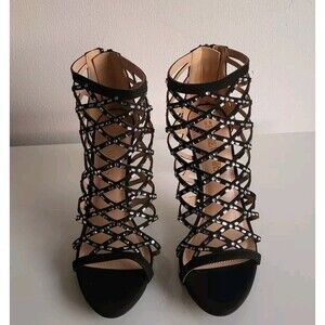 Dream Pairs Women's Open Toe Back Zipper Stilettos High Heels Sandals Size 8.5